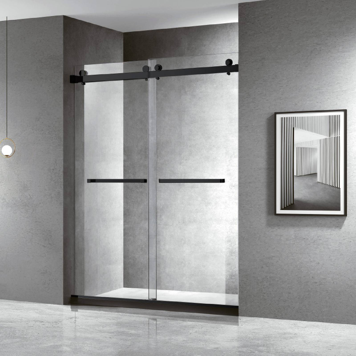 60''W X 76'' H Double Sliding Frameless Shower Door with Clear Glass