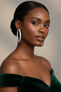 AGI Certified Inside Out 3 CTW Round Lab Grown Diamond 1" Hoop Earrings in 14K White Gold Overlay