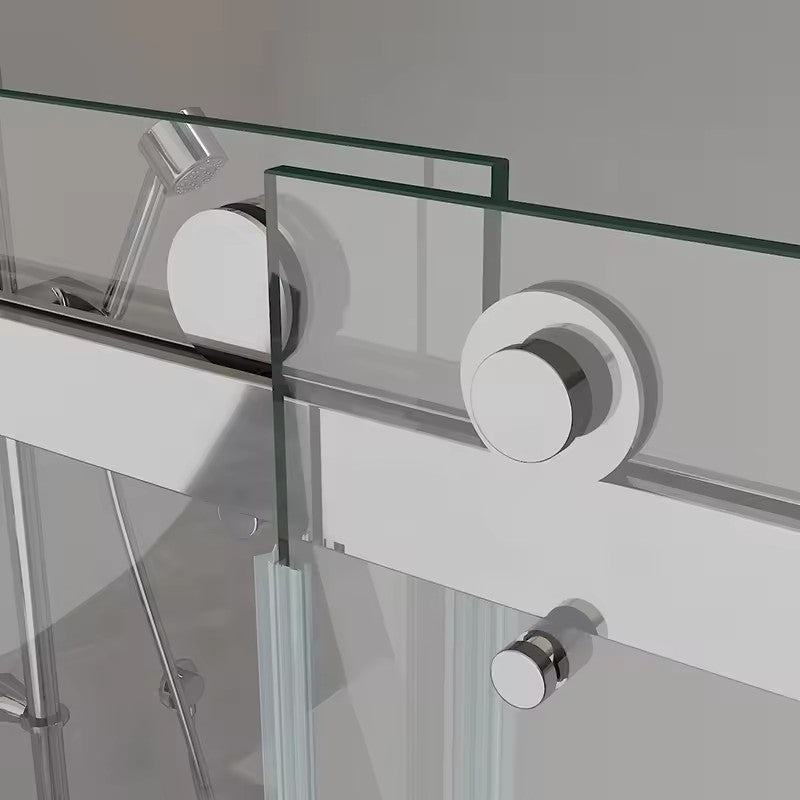 60''W X 76'' H Double Sliding Frameless Shower Door with Clear Glass