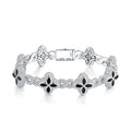 Luxury Fine Jewelry Colorful Moissanite Iced Out S925 Silver Cuban Clover Bracelet