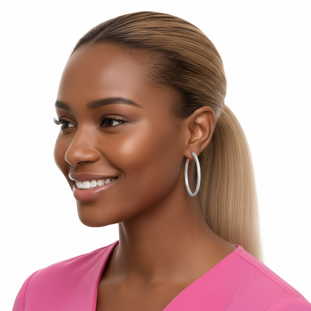 2.5 CTW Lab-Created Moissanite Triple Row Hoop Earrings in 14K Gold Over Sterling with Vault Lock Clasp