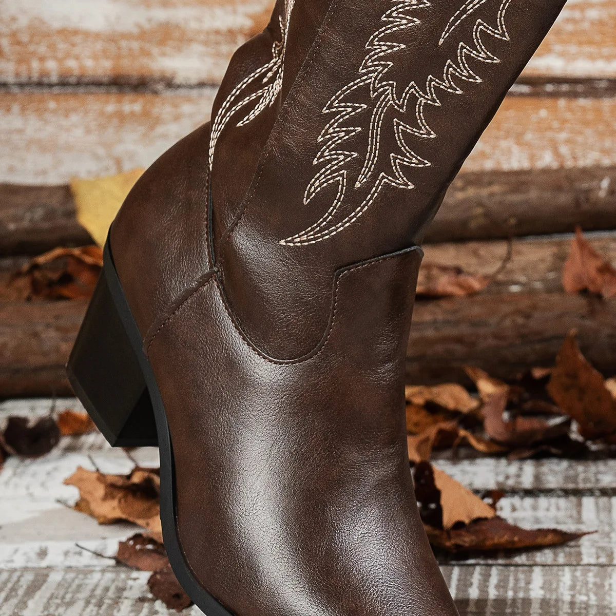 Western Mid-Calf White Cowboy Boots