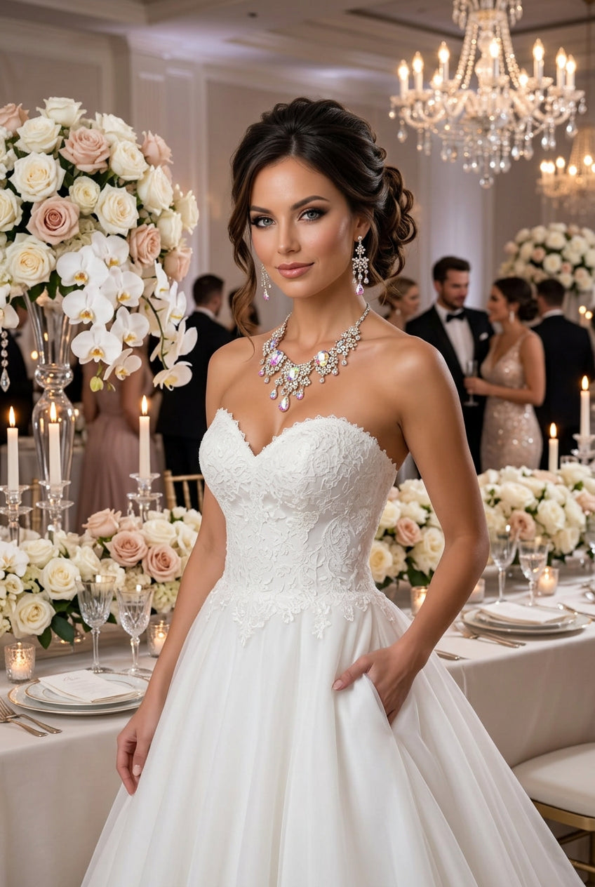 Women's Elegant Luxury Baroque Exquisite Necklace & Earrings Fashion Jewelry Set