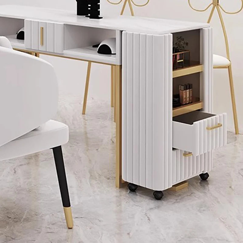 Marble Nail Tables Modern Design  Manicure Tables Storage Movable Business Furniture