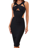 Women's Bandage Summer Keyhole Cross Bodycon Dress