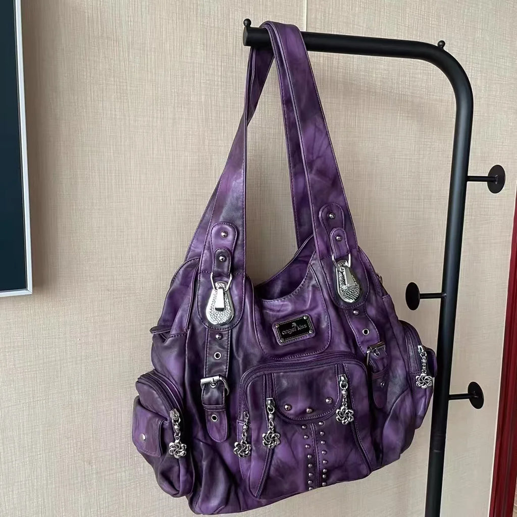 Women Fashion Versatile Handbags Large Shoulder Bags PU Satchel Shoulder Purse Bag