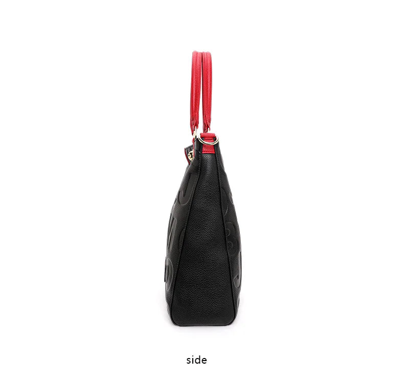 New Women's Cowhide Fashionable and Versatile Large Letter Printed Shoulder Bag