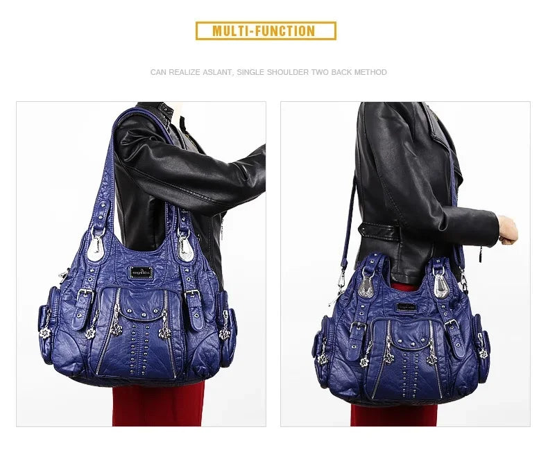 Women Fashion Versatile Handbags Large Shoulder Bags PU Satchel Shoulder Purse Bag