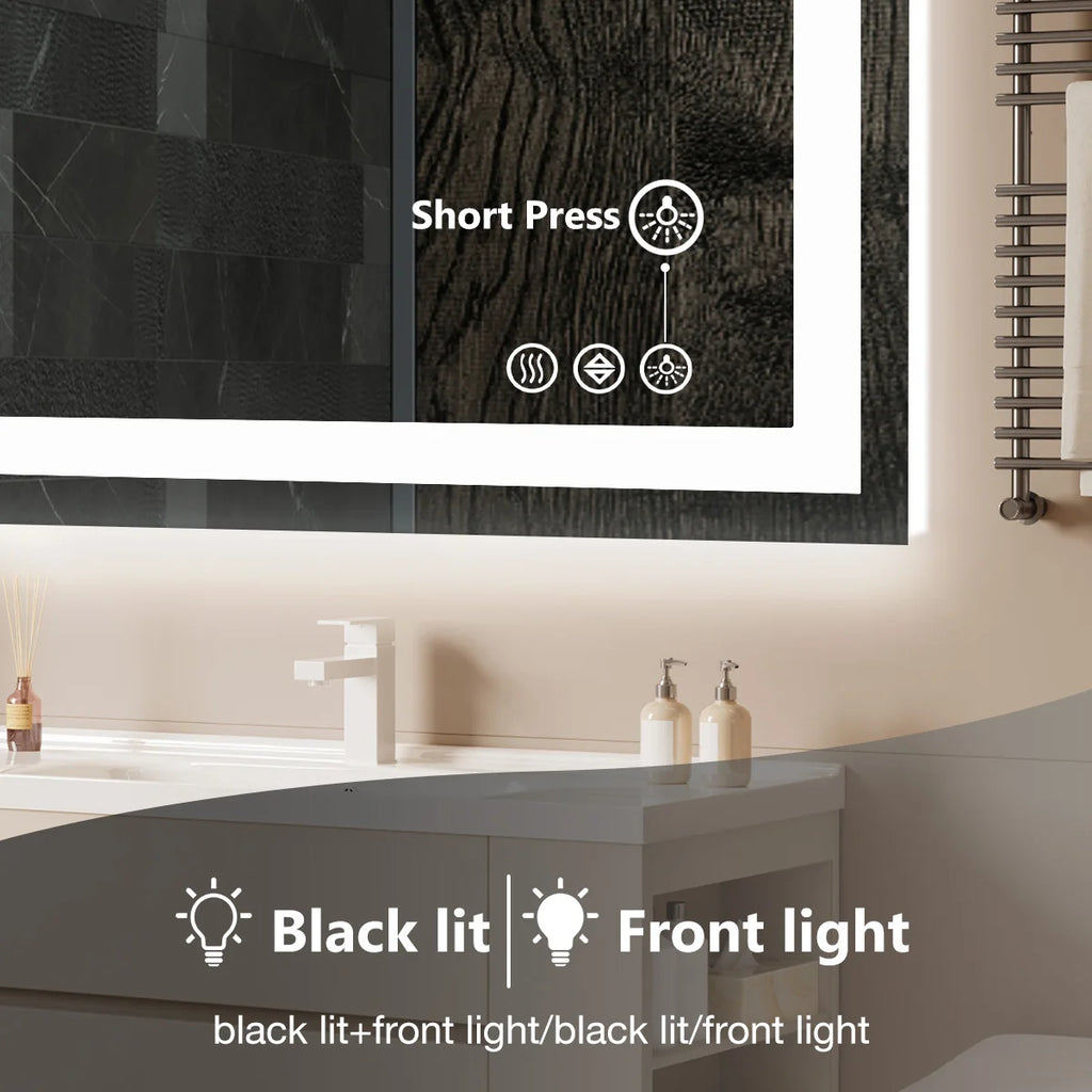 36"x 24"LED Bathroom Vanity Mirror for Wall Memory Function Tempered Glass with Front Light and Backlit Bathroom/Bedroom Home Decor