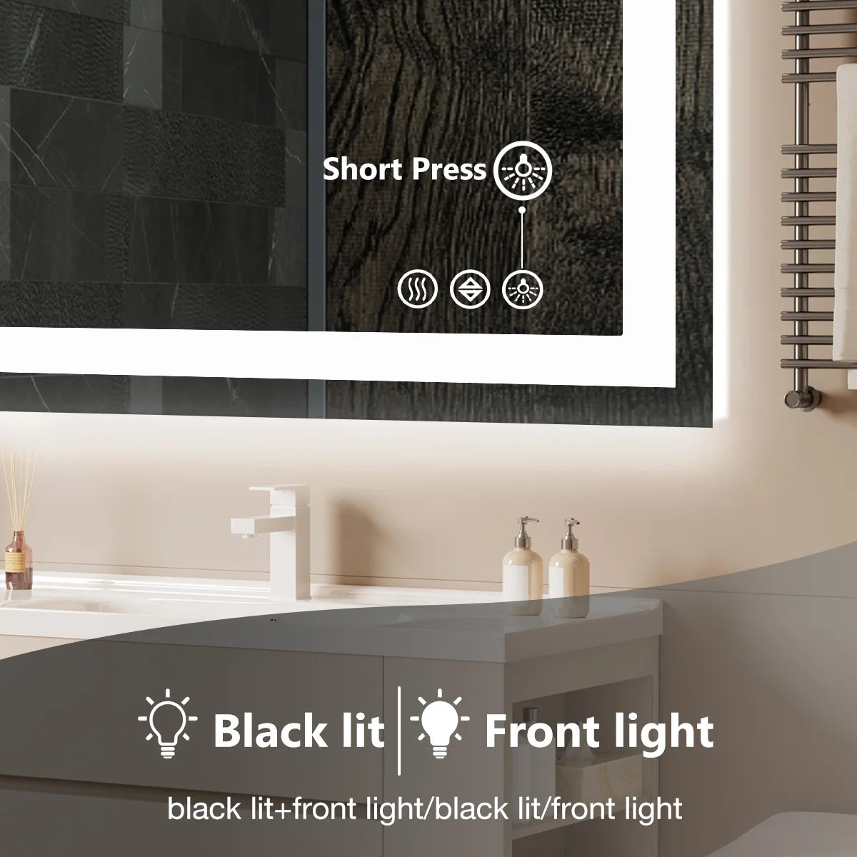 36"x 24"LED Bathroom Vanity Mirror for Wall Memory Function Tempered Glass with Front Light and Backlit Bathroom/Bedroom Home Decor