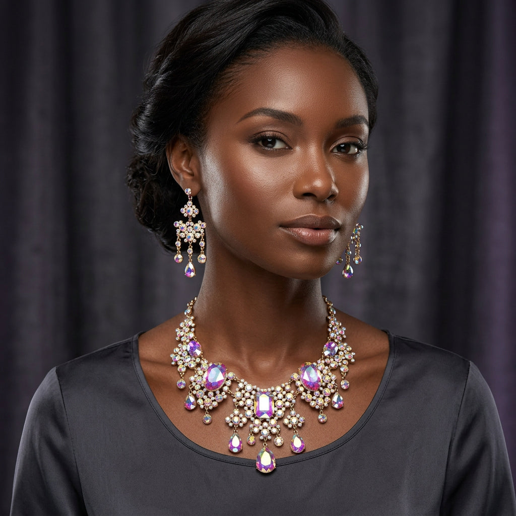 Women's Elegant Luxury Baroque Exquisite Necklace & Earrings Fashion Jewelry Set