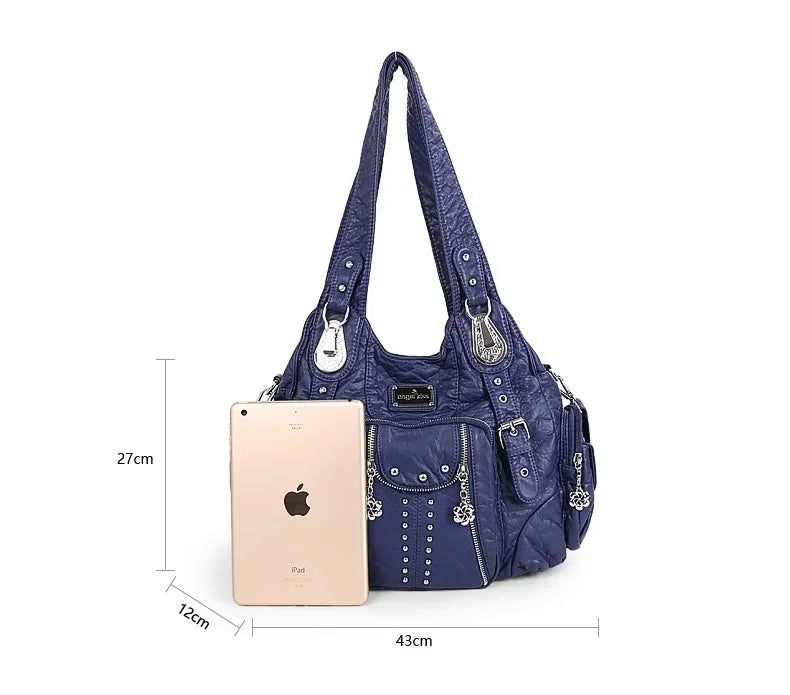 Women Fashion Versatile Handbags Large Shoulder Bags PU Satchel Shoulder Purse Bag