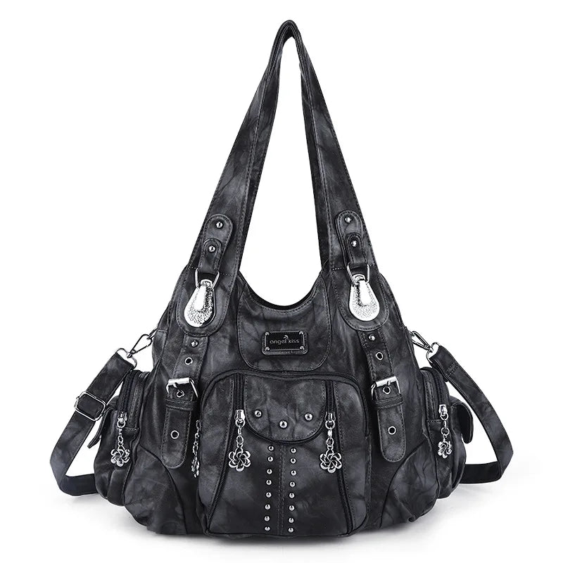 Women Fashion Versatile Handbags Large Shoulder Bags PU Satchel Shoulder Purse Bag