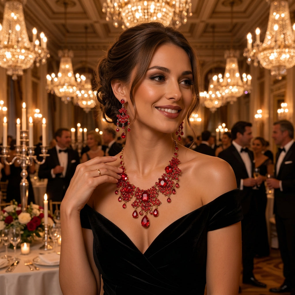 Women's Elegant Luxury Baroque Exquisite Necklace & Earrings Fashion Jewelry Set