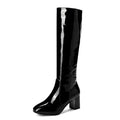 Women's Patent Leather High Knee Waterproof Boots