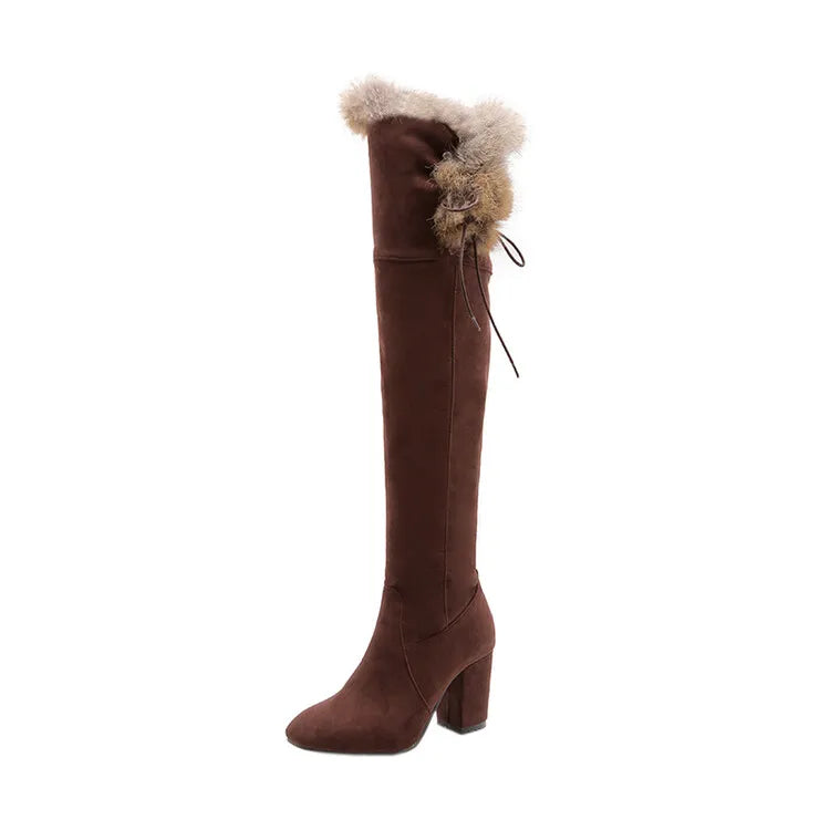 Winter Ready Boots Real Fur Over The Knee Boots