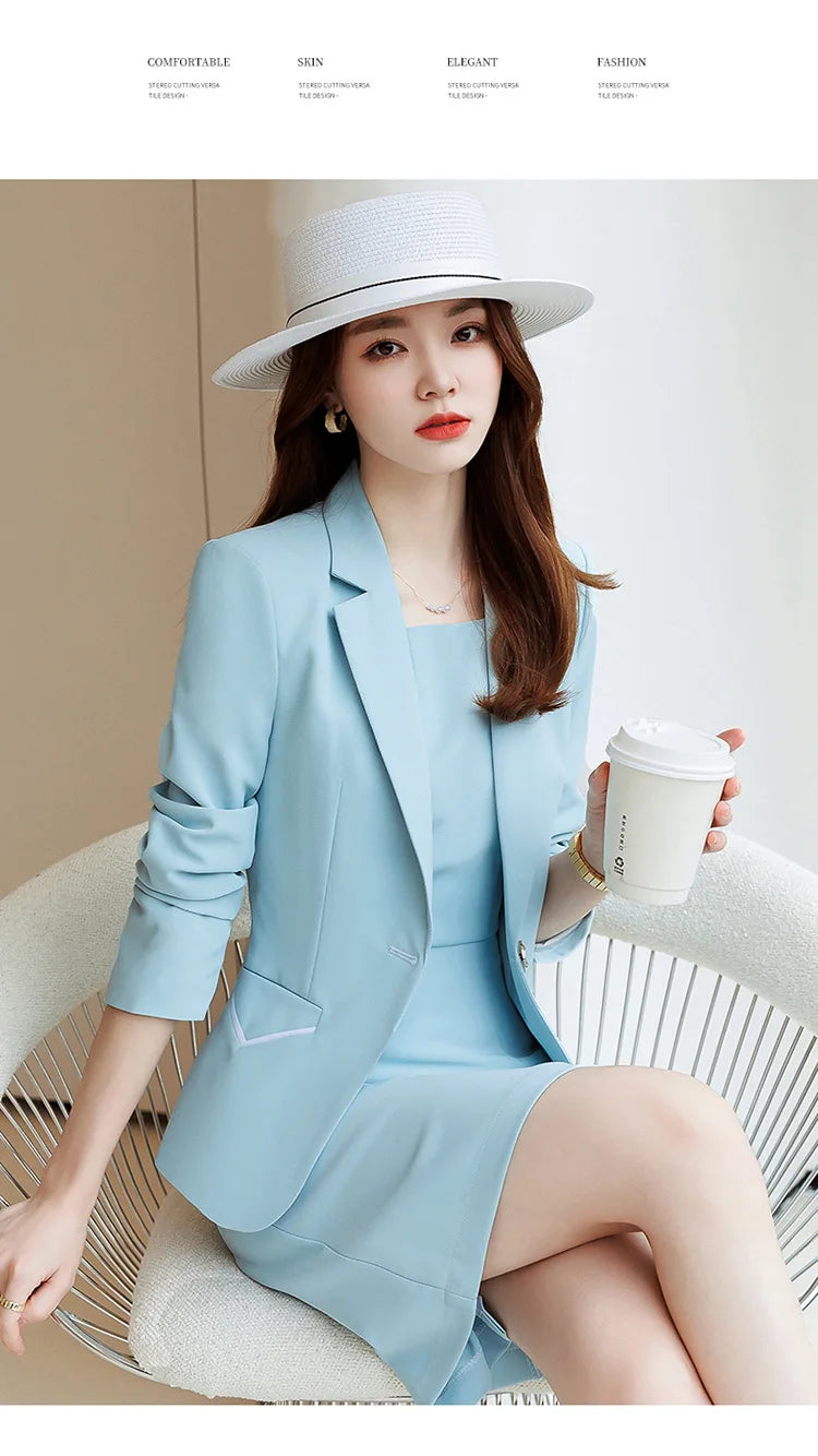 Women's Elegant Blazer Business Professional Two Piece Suit Business Work Office