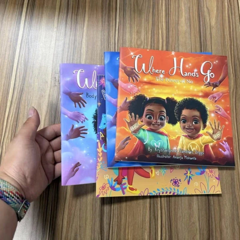4 books in 1 set Children's English books where hands go baby education books