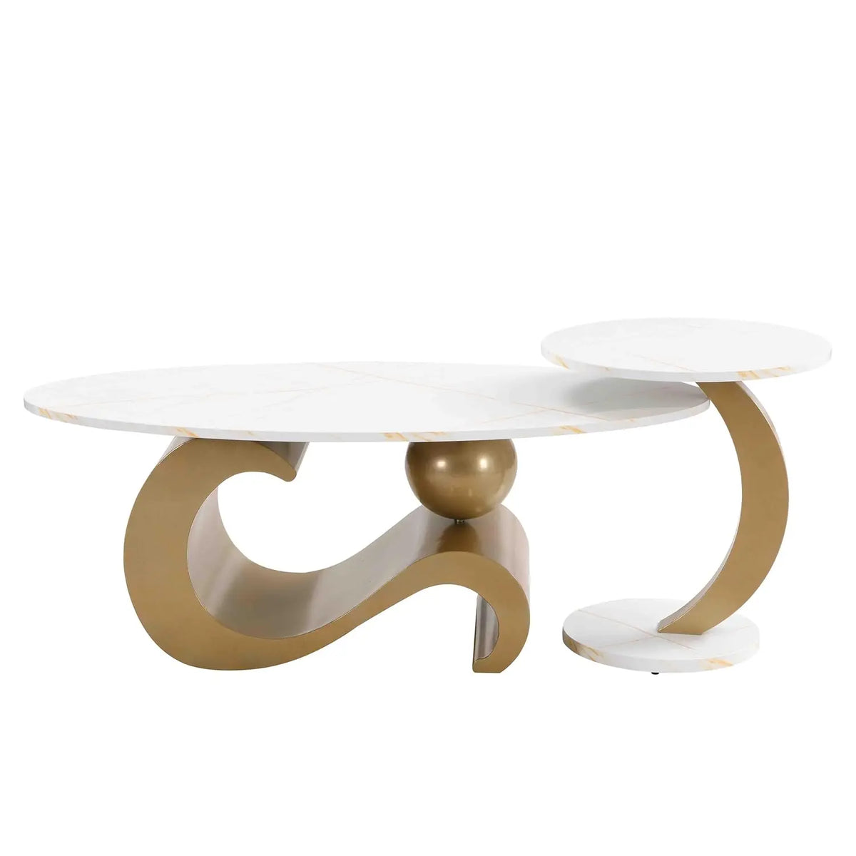 Modern Marble Coffee Table with Silver Stainless Steel Pedestal Living Room Home Decor Luxury Living