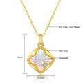 18K Gold Necklace Classic Four Leaf Clover 100% AU750 Pendant White Shell for Women Trendy