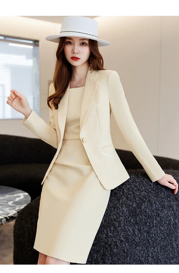 Women's Elegant Blazer Business Professional Two Piece Suit Business Work Office
