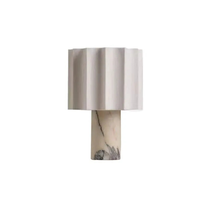 Modern Marble Table Lamp Designer Pleated Fabric Lampshade Bedroom Home Decor Touch Table Lamp