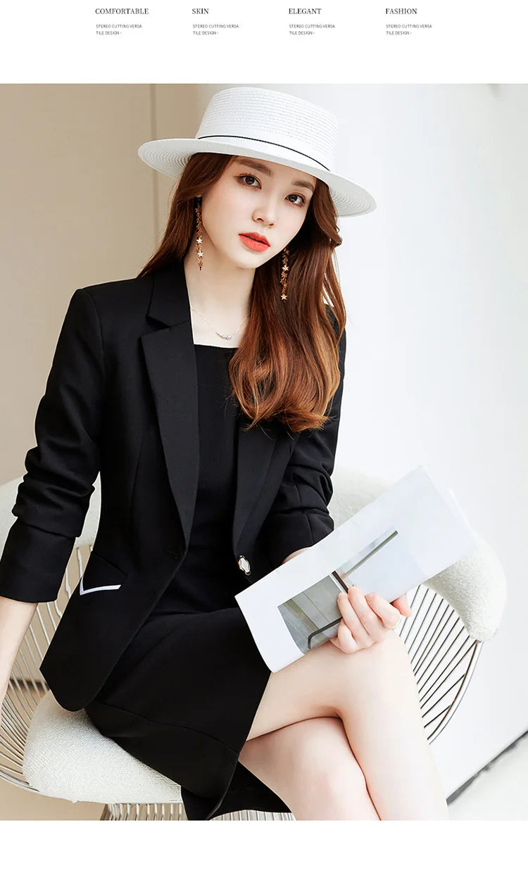 Women's Elegant Blazer Business Professional Two Piece Suit Business Work Office
