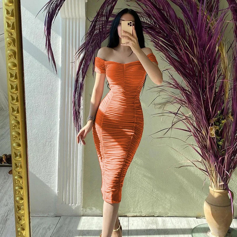 Women Midi Bodycon Dress Elegant Sexy