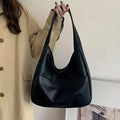 Women Hobo Bag PU Leather Solid Shoulder Handbag