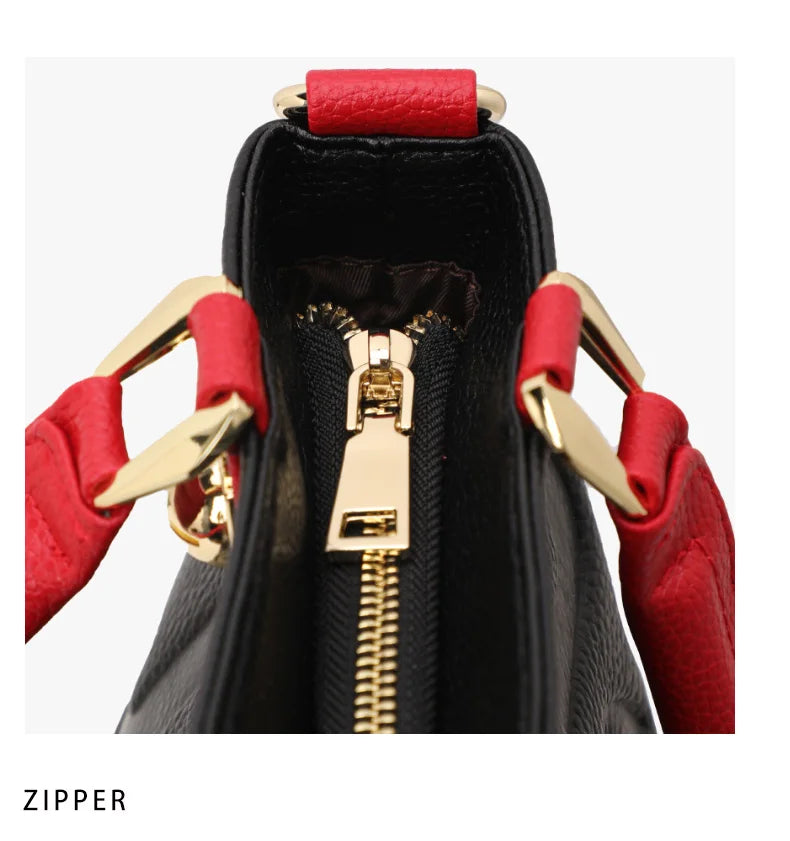 New Women's Cowhide Fashionable and Versatile Large Letter Printed Shoulder Bag