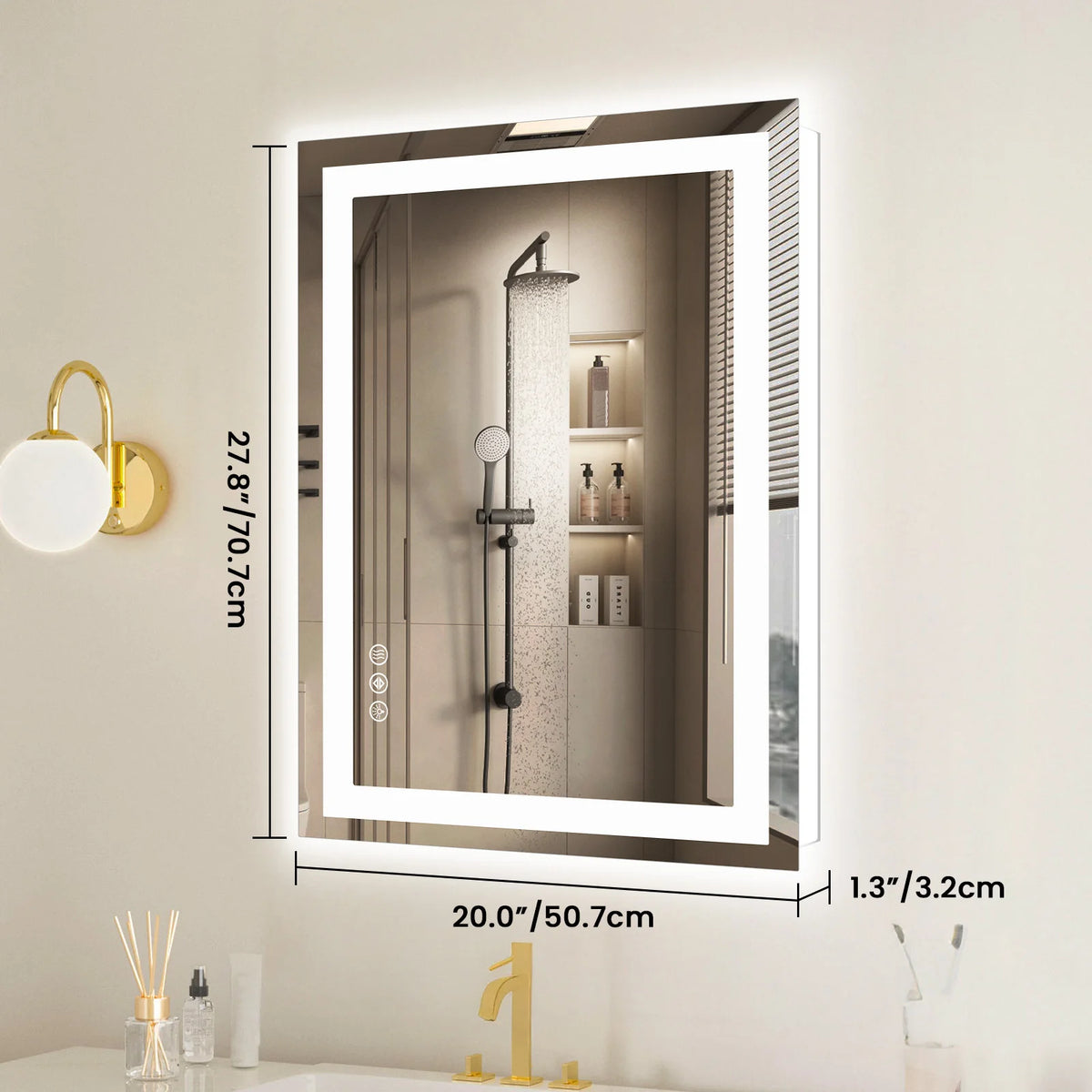 36"x 24"LED Bathroom Vanity Mirror for Wall Memory Function Tempered Glass with Front Light and Backlit Bathroom/Bedroom Home Decor