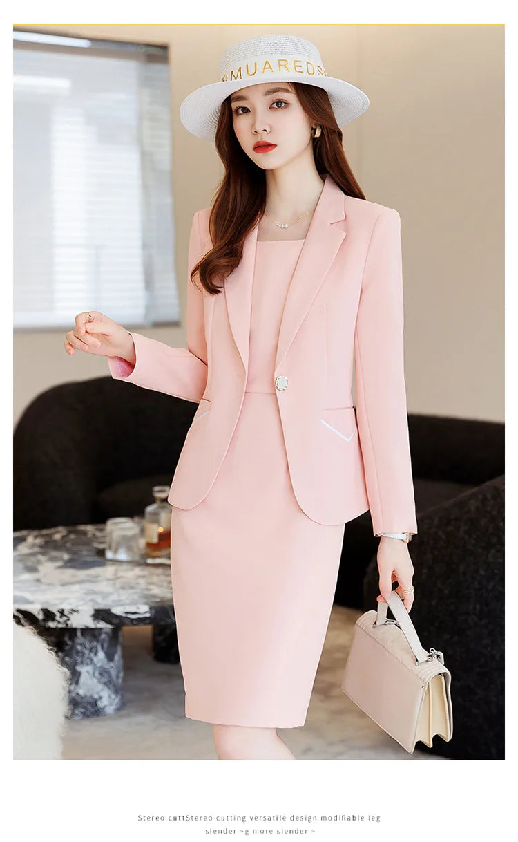 Women's Elegant Blazer Business Professional Two Piece Suit Business Work Office