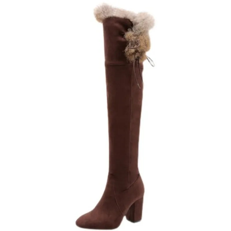 Winter Ready Boots Real Fur Over The Knee Boots