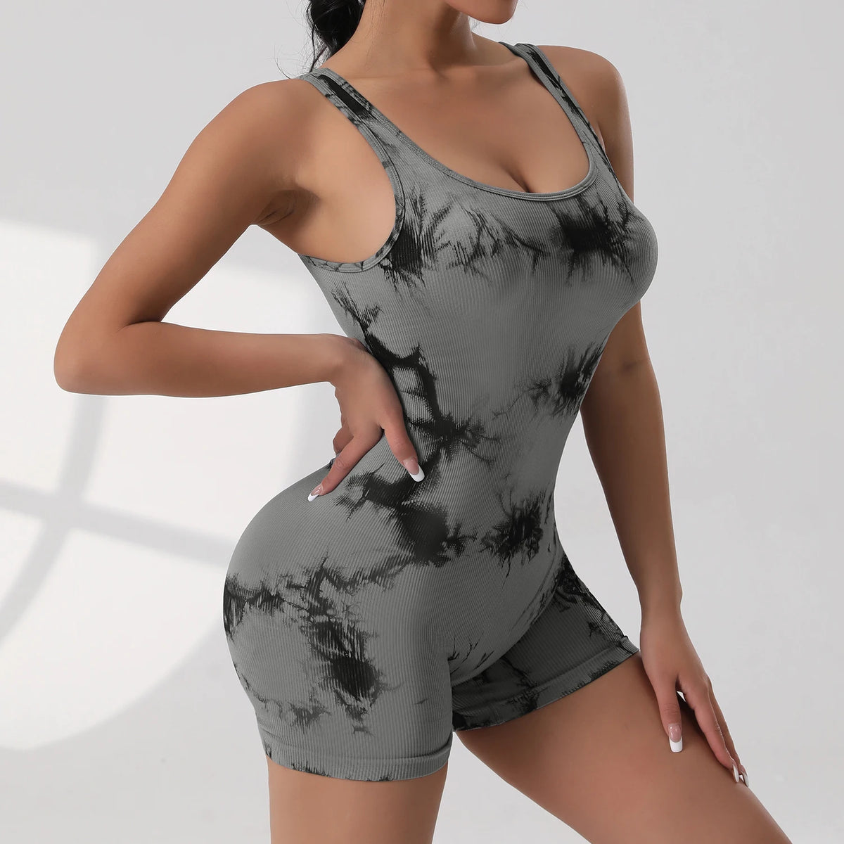Women's V-shaped Exposed Waist Fitness Yoga Workout Jumpsuits