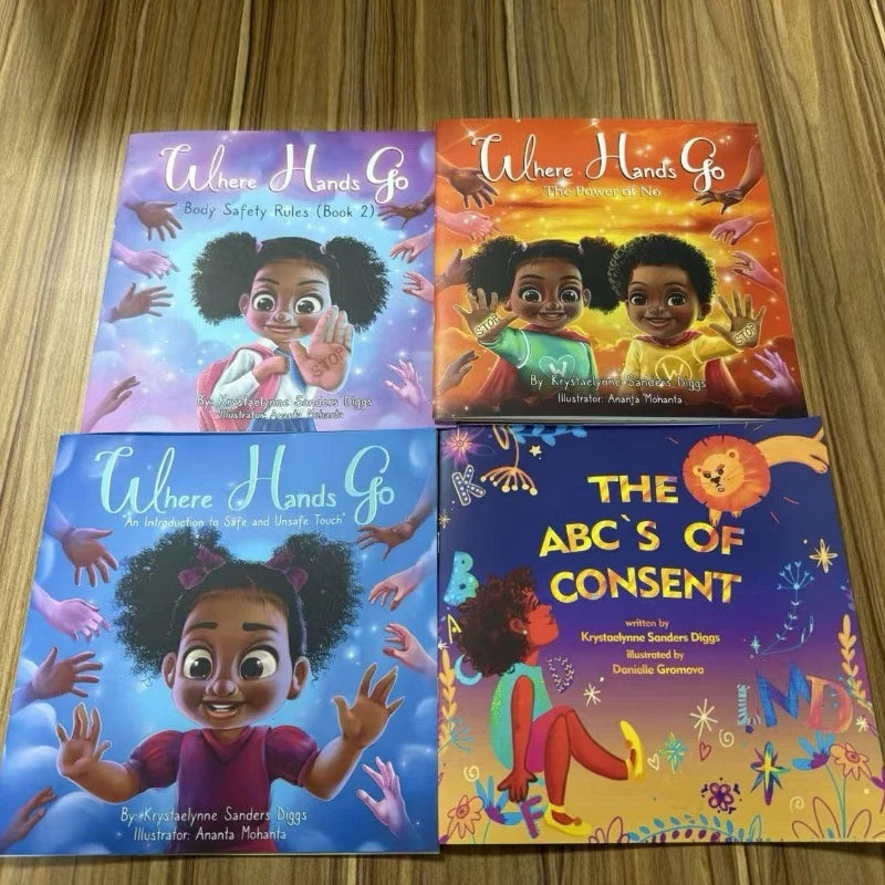 4 books in 1 set Children's English books where hands go baby education books