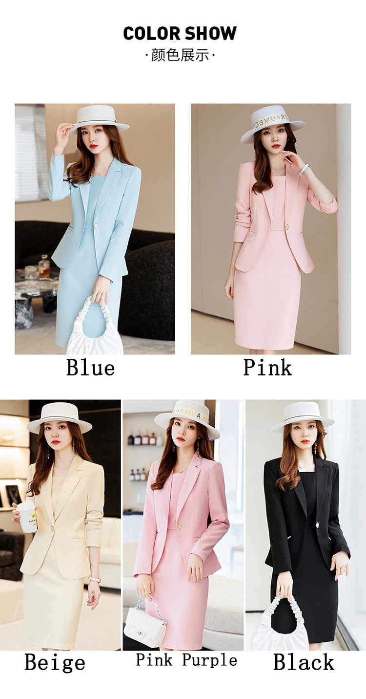 Women's Elegant Blazer Business Professional Two Piece Suit Business Work Office