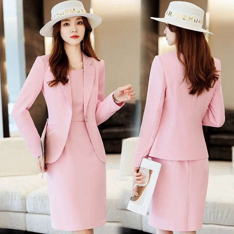 Women's Elegant Blazer Business Professional Two Piece Suit Business Work Office