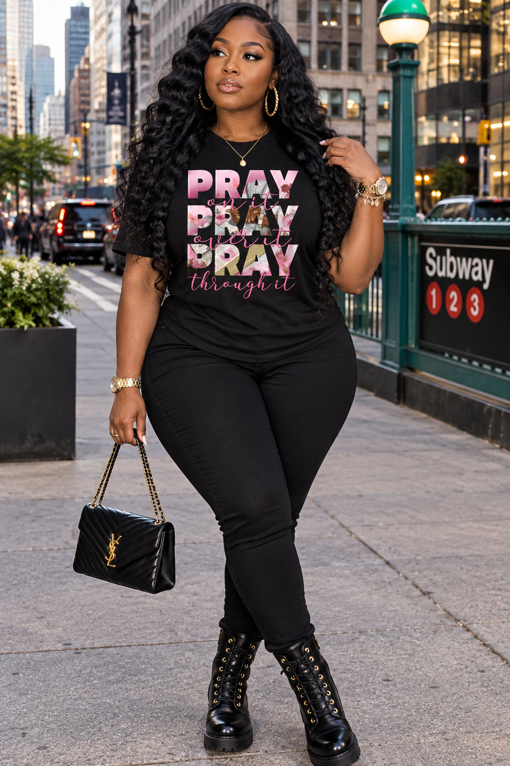 Women's "Pray On It Pray Over It Pray Through It" Graphic T-shirt