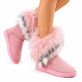Winter Mid-Calf Fur Lined Flat Rubber Sole Boots