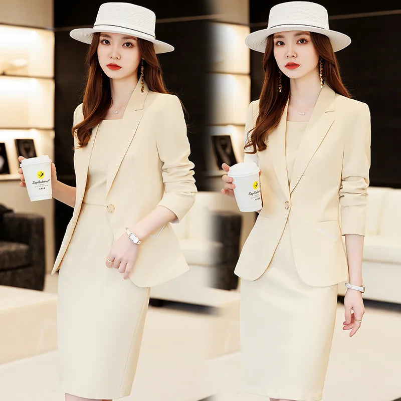 Women's Elegant Blazer Business Professional Two Piece Suit Business Work Office