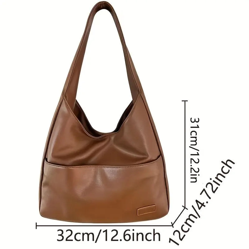 Women Hobo Bag PU Leather Solid Shoulder Handbag