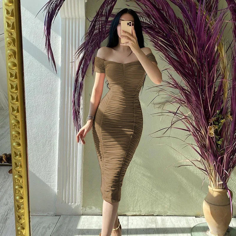 Women Midi Bodycon Dress Elegant Sexy