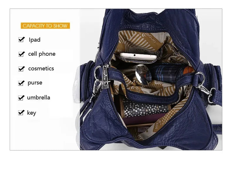 Women Fashion Versatile Handbags Large Shoulder Bags PU Satchel Shoulder Purse Bag