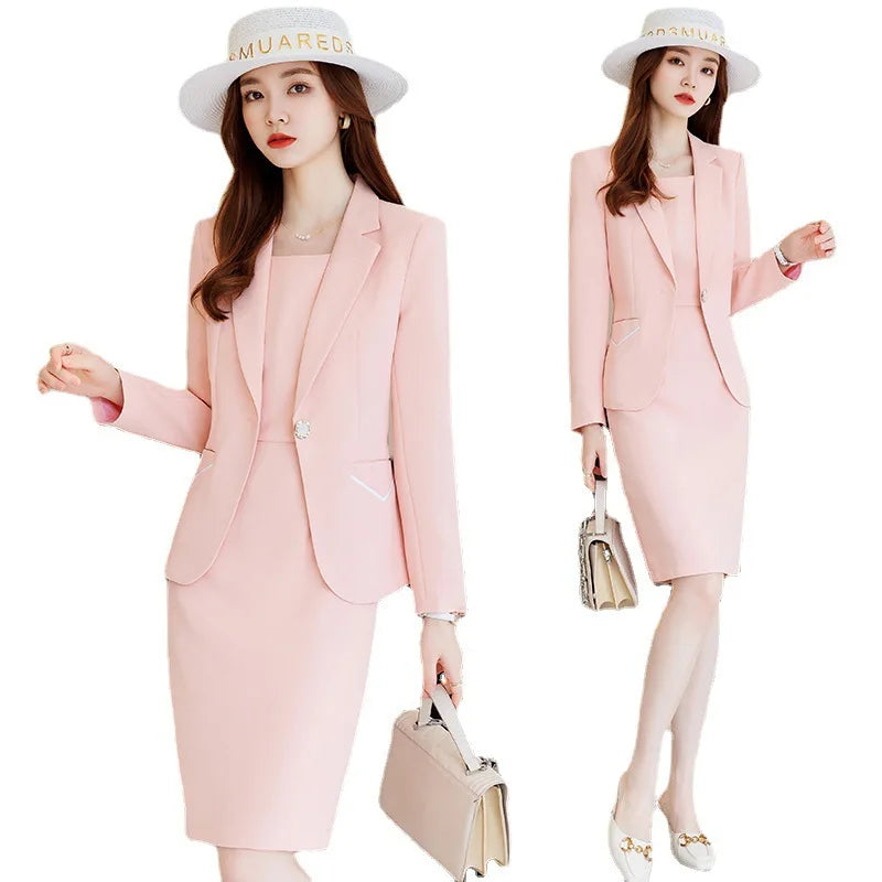 Women's Elegant Blazer Business Professional Two Piece Suit Business Work Office