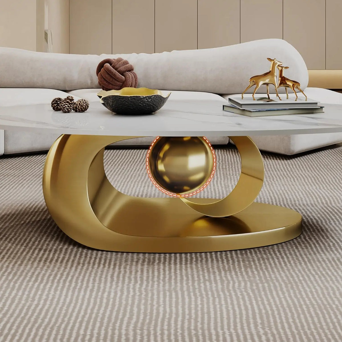 Modern Marble Coffee Table with Silver Stainless Steel Pedestal Living Room Home Decor Luxury Living