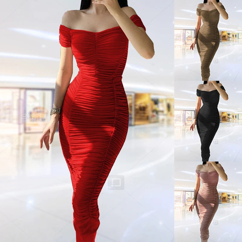 Women Midi Bodycon Dress Elegant Sexy