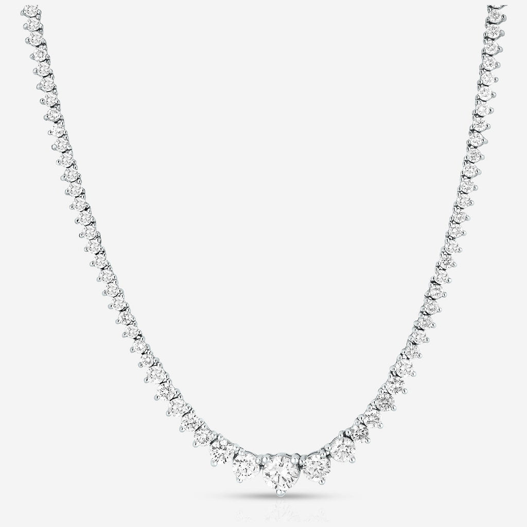 15 CTW Created Moissanite Graduated 14K Over Brass  Tennis Necklace - G-H Color, SI Clarity