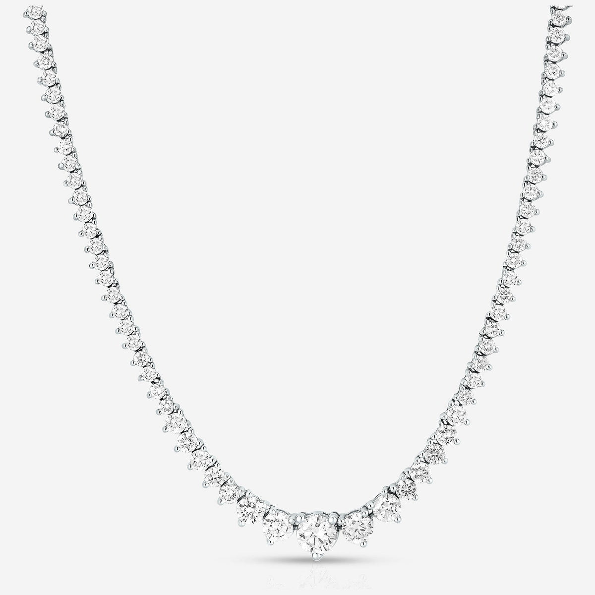 15 CTW Created Moissanite Graduated 14K Over Brass  Tennis Necklace - G-H Color, SI Clarity